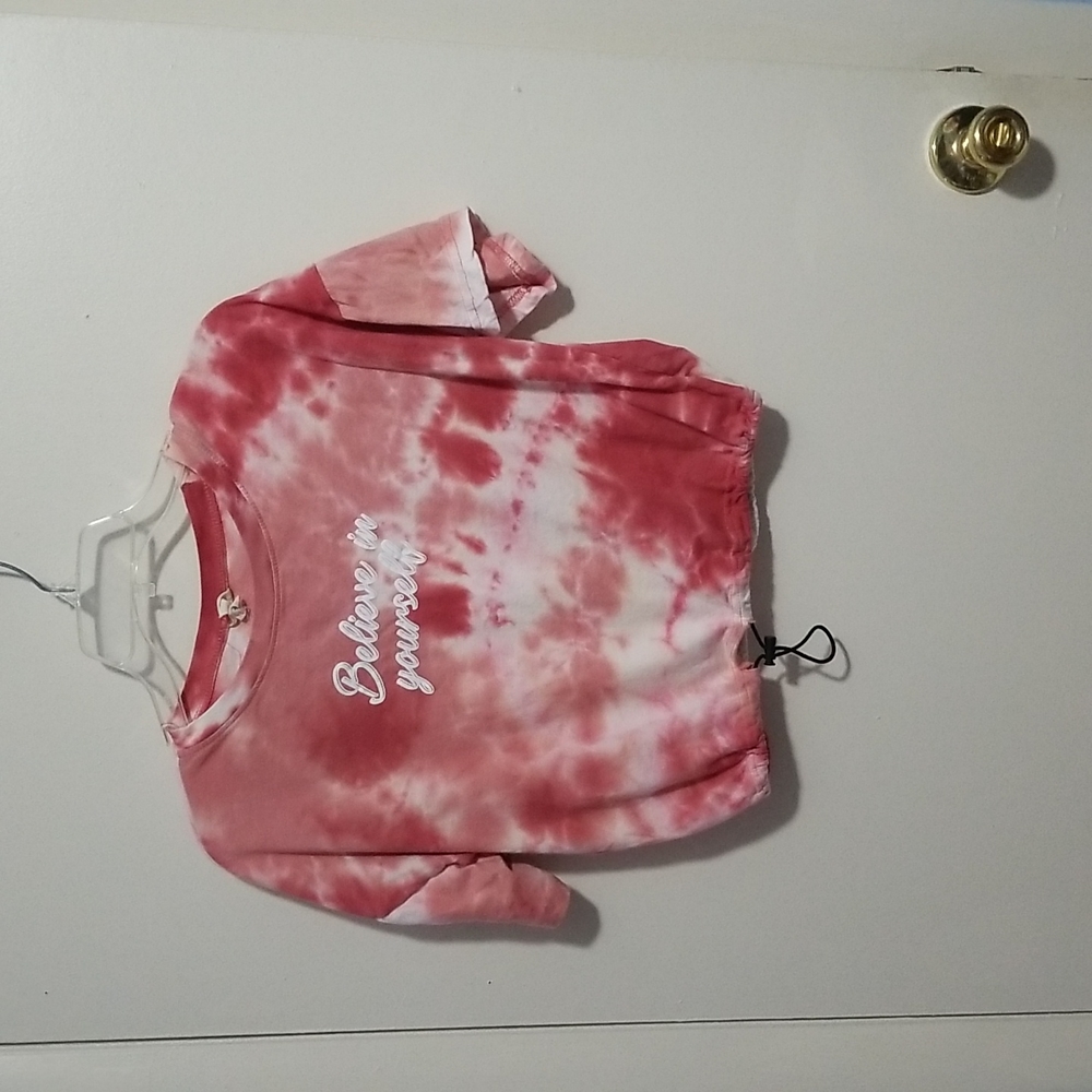 205 Collins M Pink and White Tie Dye Believe in Yourself Shirt Sleeve Shirt